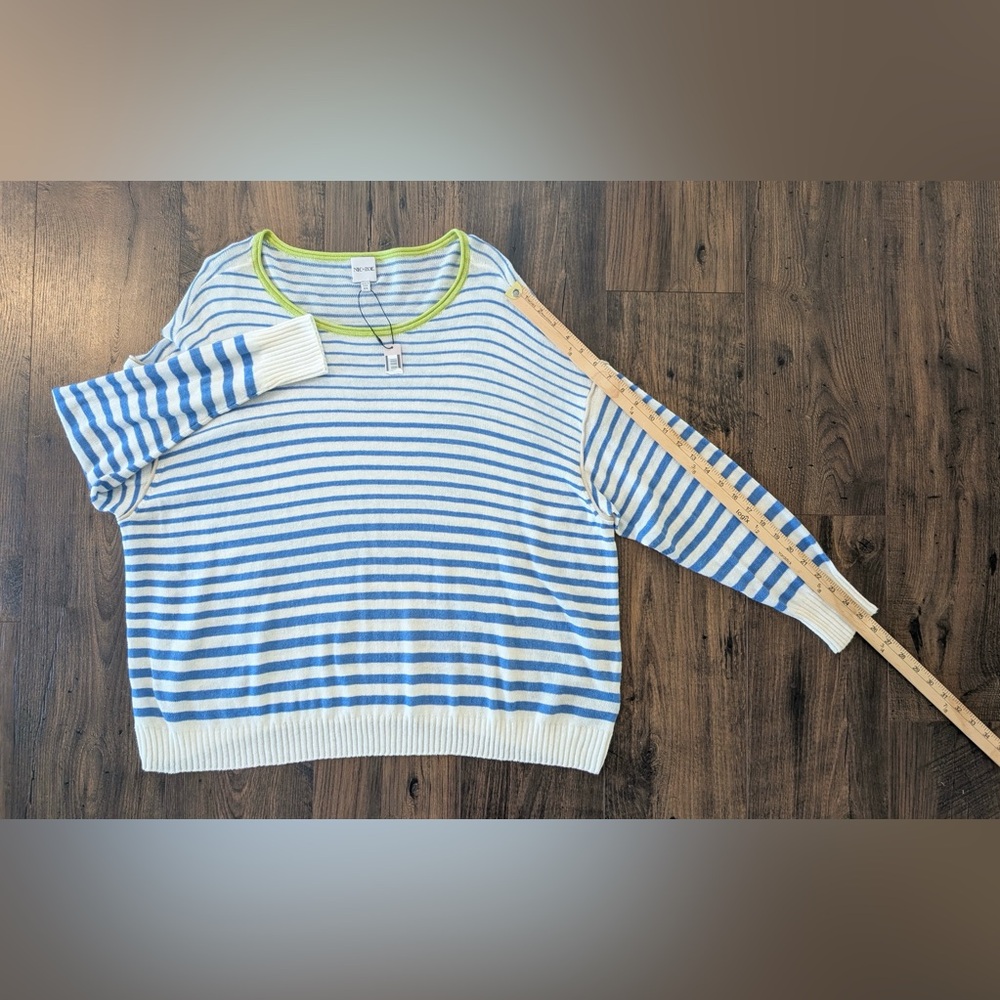 Nic+Zoe Striped Up Supersoft Sweater Blue White Stripes NWT Size 2X - Picture 11 of 11